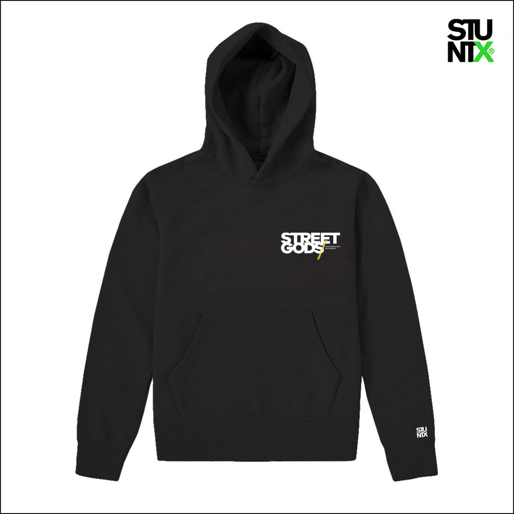 Vice series Street Gods black hoodie by Stuntx, underground racing streetwear brand